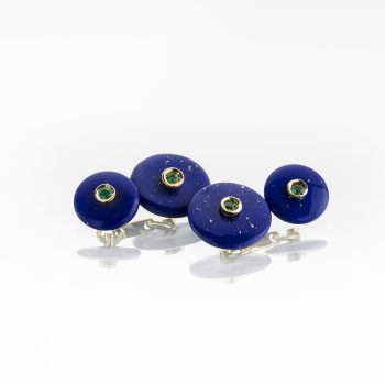 Gemelli oro giallo più lapis e smeraldi