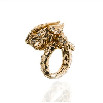 Anello "Drago" oro rosa e diamanti