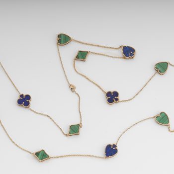Sautoir POKER in oro rosa lapis e malachite