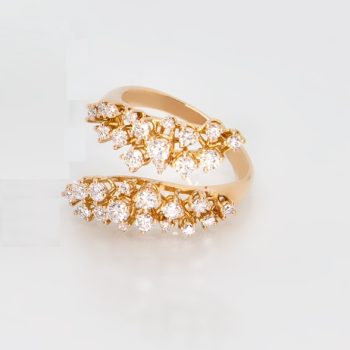 Anello "onda" oro rosa e diamanti / Venduto