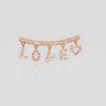 Mono orecchino LOVE oro rosa e diamanti