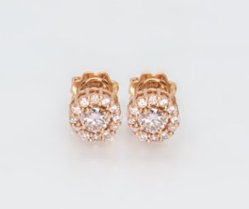Orecchini "toppetta" oro rosa e diamanti
