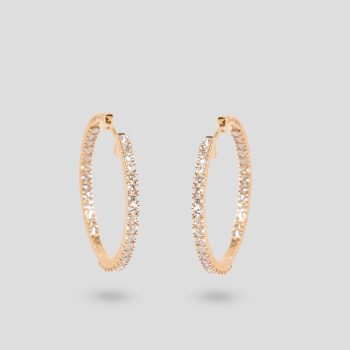Orecchini cerchi in oro rosa e diamanti