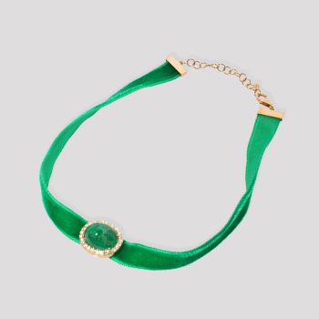 Choker in oro rosa diamanti e smeraldo