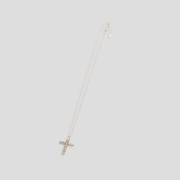Croce con catenina in oro bianco e diamanti