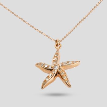 Pendente stella marina in oro rosa e diamanti